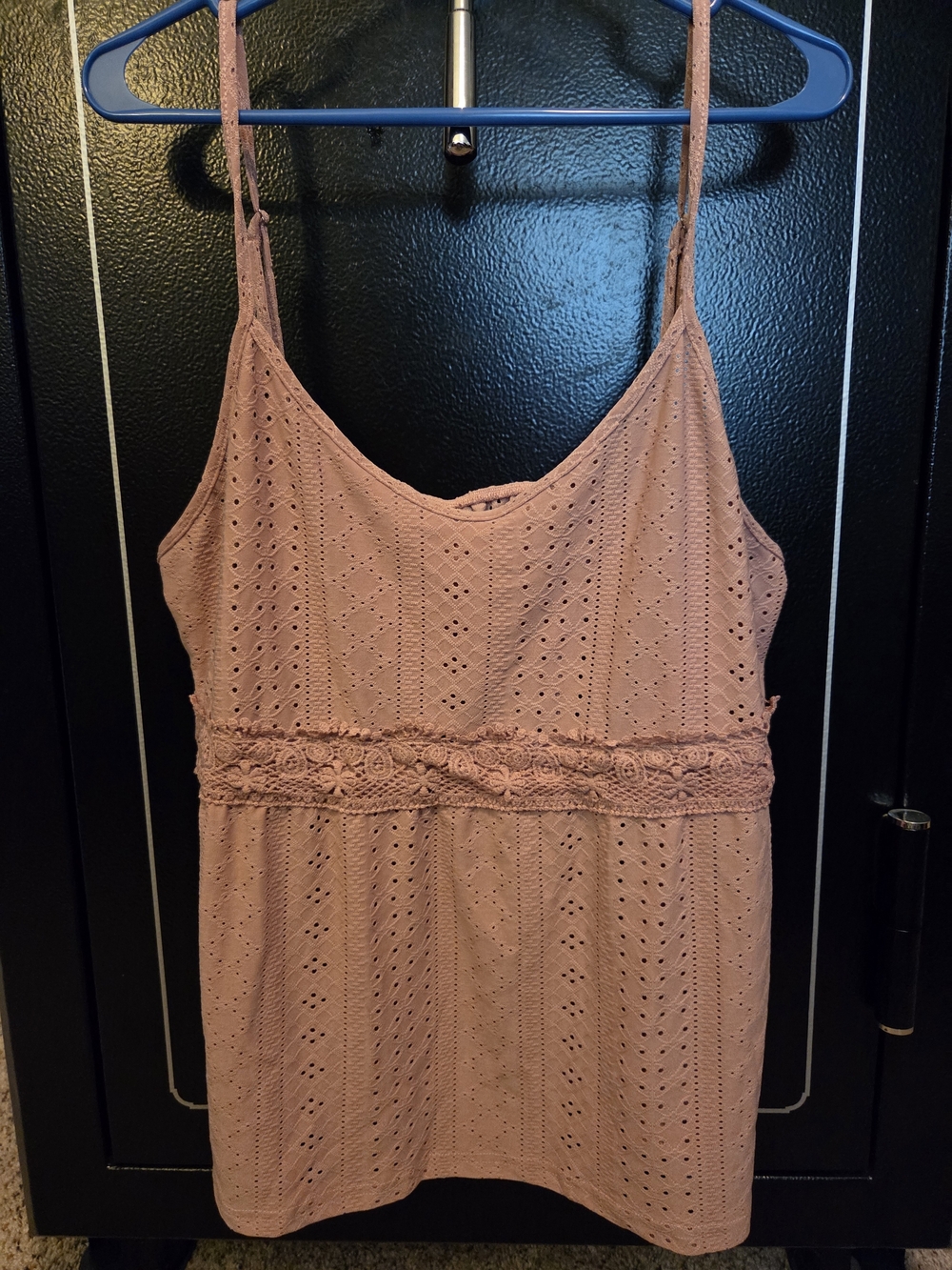 Blush Eyelet Crochet Trim Cami Tank Top